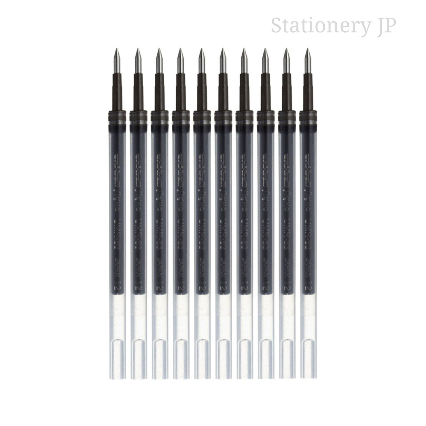 UMR-83 Refills for Gel Ink Ballpoint Pen, 0.38mm, Black Ink, 10 Pieces Set