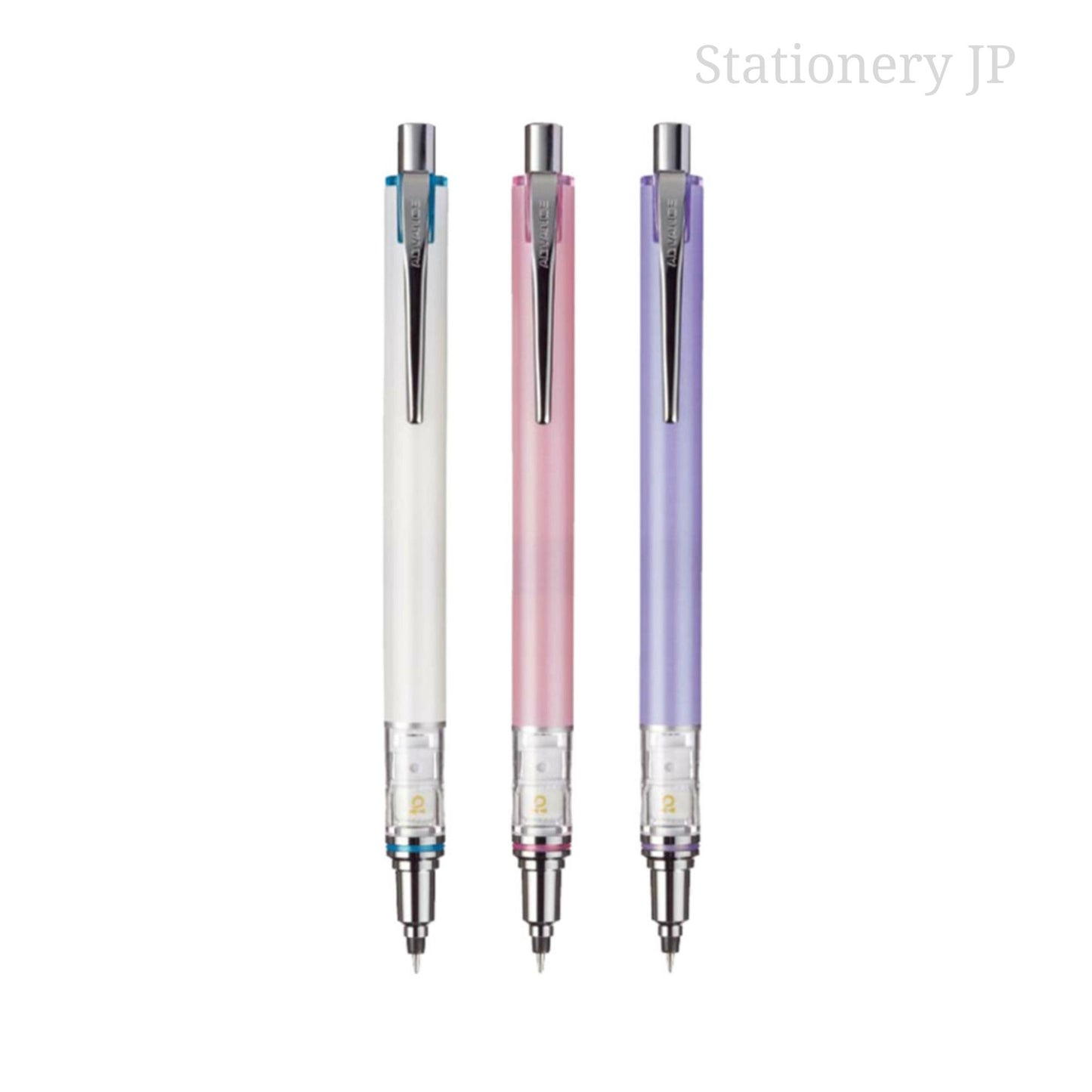 Kuru Toga Advance Auto Lead Rotation Mechanical Pencil 0.3 mm, Body Color(Lavender/Baby Pink/White), 3 Pieces Set
