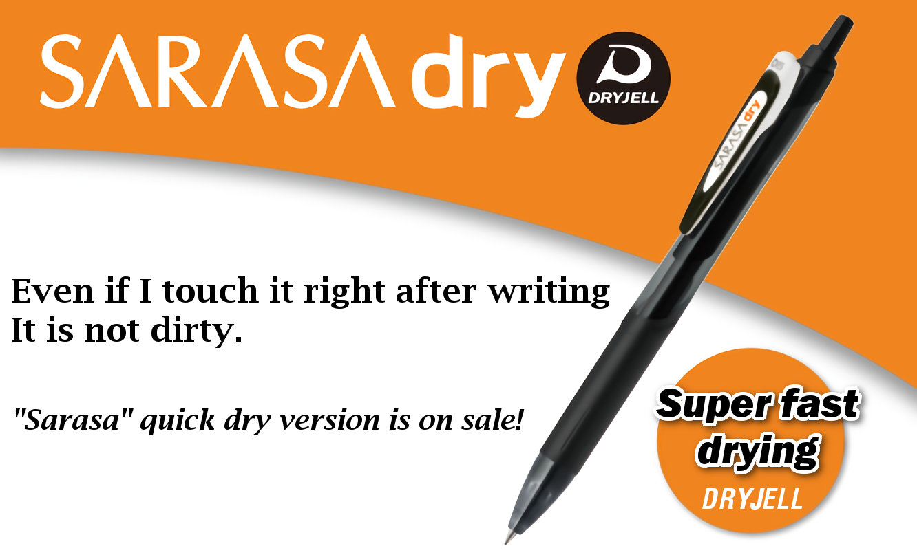 Zebra Sarasa Dry 0.5 Retractable Gel Ink Pen for left-handed, Rubber Grip, 0.5 mm, 3 Body Colors set All Black Ink