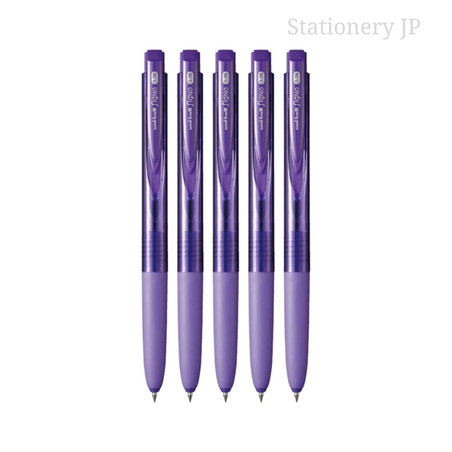 Signo RT1 Retractable Gel Ink Pen, Ultra Micro Point 0.28mm, Rubber Grip, Violet Ink, 5 Pieces Set