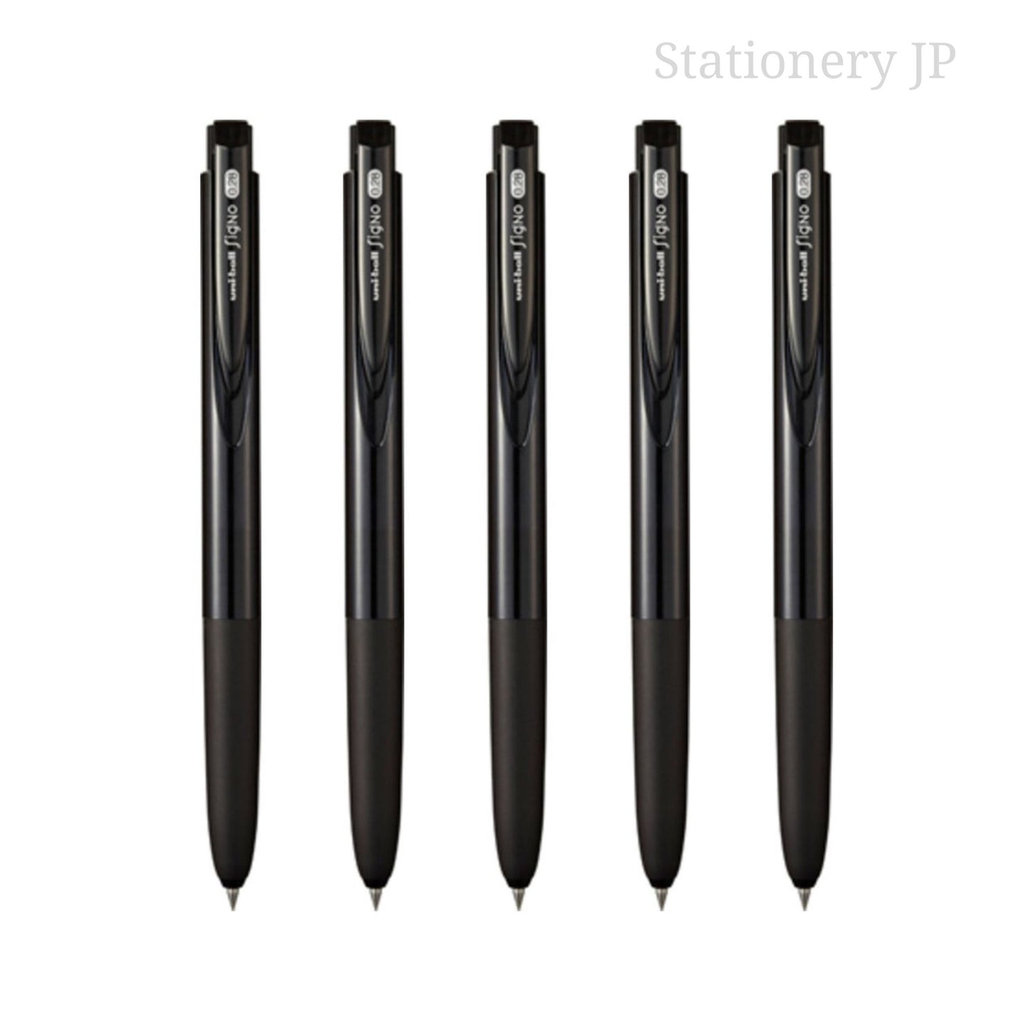 Signo RT1 Retractable Gel Ink Pen, Ultra Micro Point 0.28mm, Rubber Grip, Black Ink, 5 Pieces Set