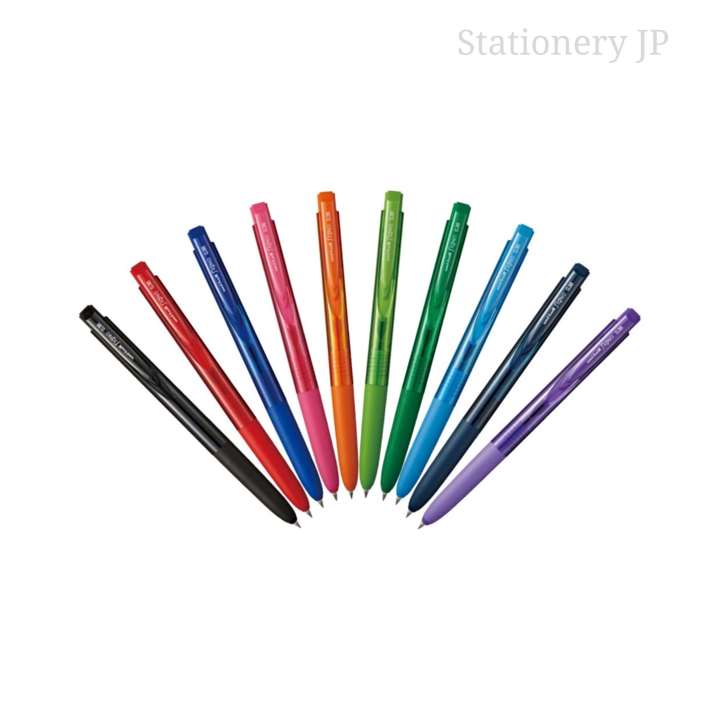 Signo RT1 Retractable Gel Ink Pen, Micro Point 0.38mm, Rubber Grip, 10 Colors Set