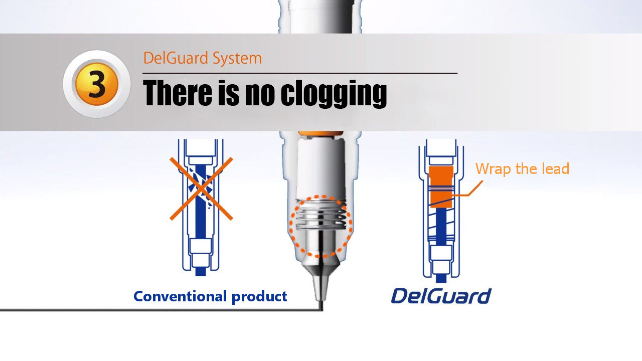 Zebra DelGuard Mechanical Pencil 0.3mm, 3 Color Body (Black/Blue/White), 3-pack