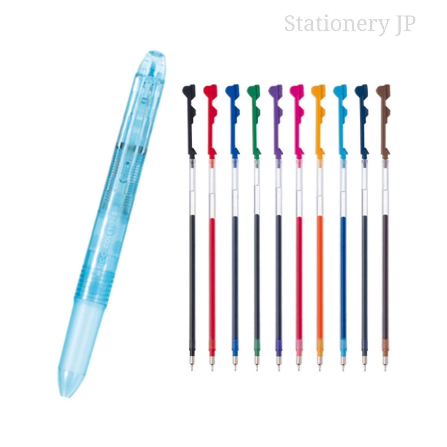 Pilot Hi-tec-c Coleto 5 Color Multi Pen Body Component, Dot Blue, Rubber Grip, 0.4mm 10 Color Ink Refills Set