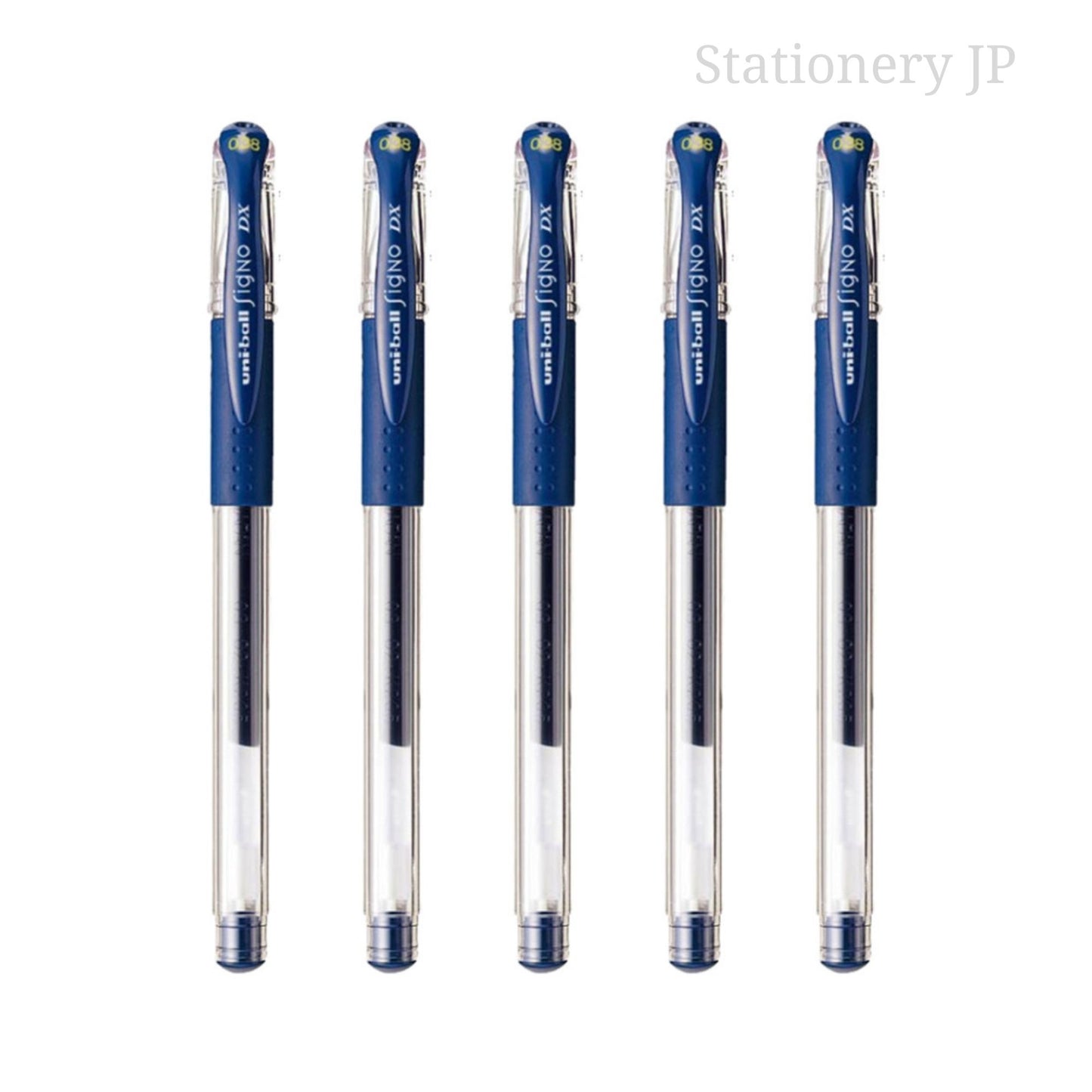 Signo Capped Gel Ink Pen, UM-151DX, Micro Point 0.38mm, Blue Black Ink, 5 Pieces Set