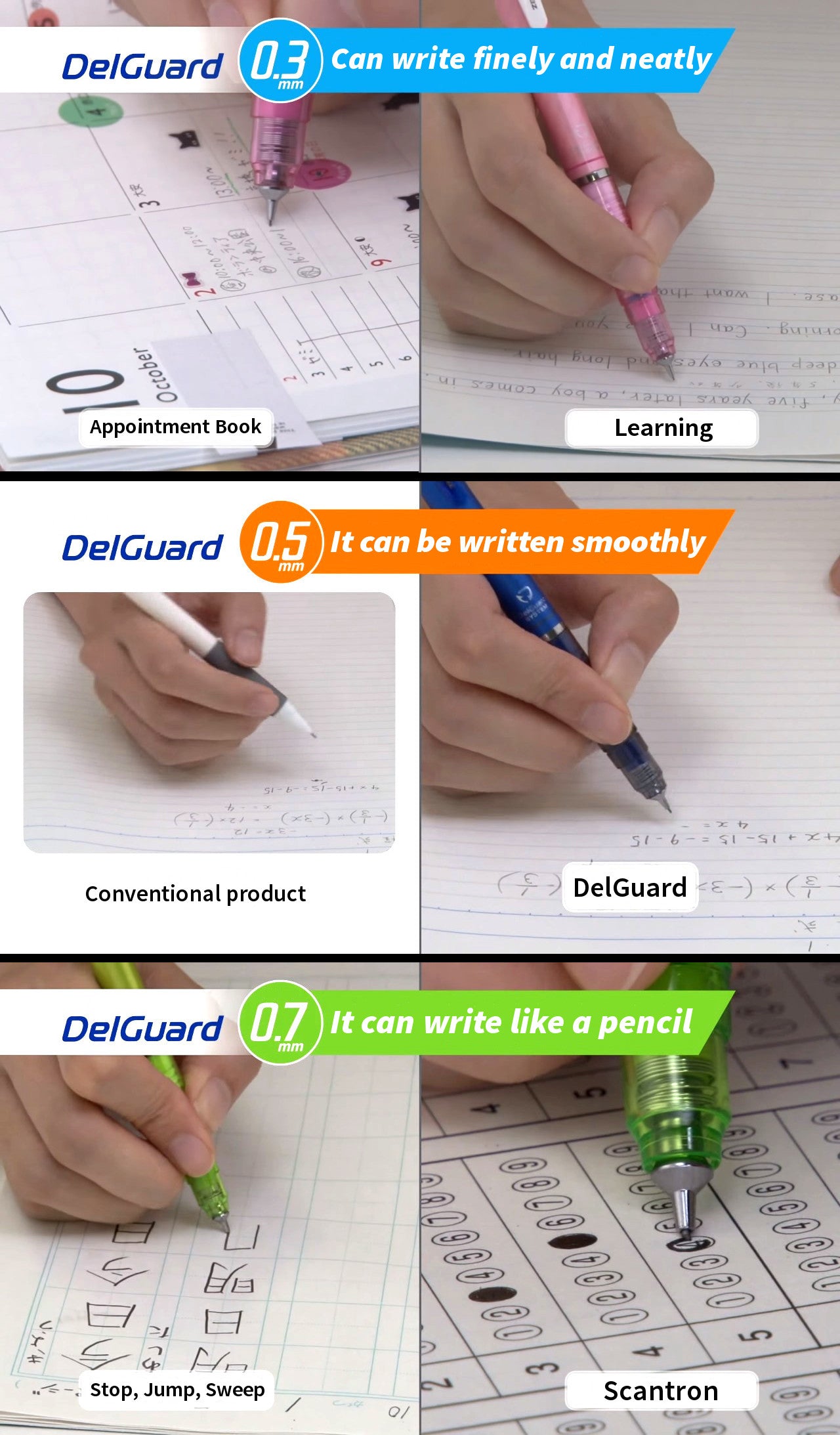 Zebra DelGuard Mechanical Pencil 0.3mm, 3 Color Body (Violet/Light Blue/Pink)