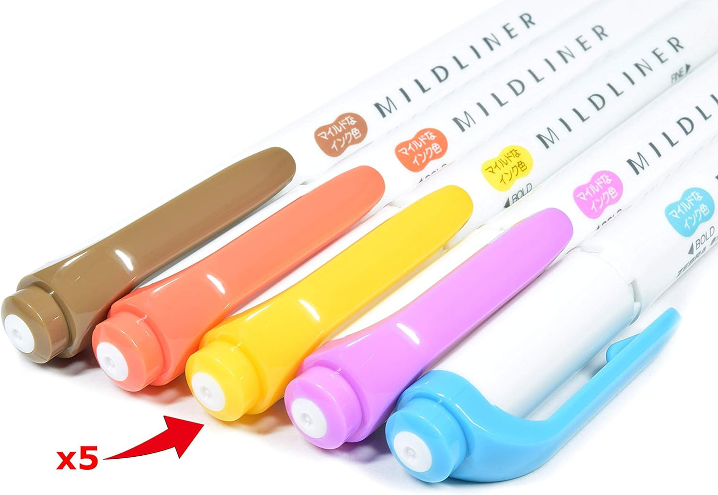 Zebra Mildliner Double-Sided Highlighter Mild Gold Ink Color, 5 Pieces Set
