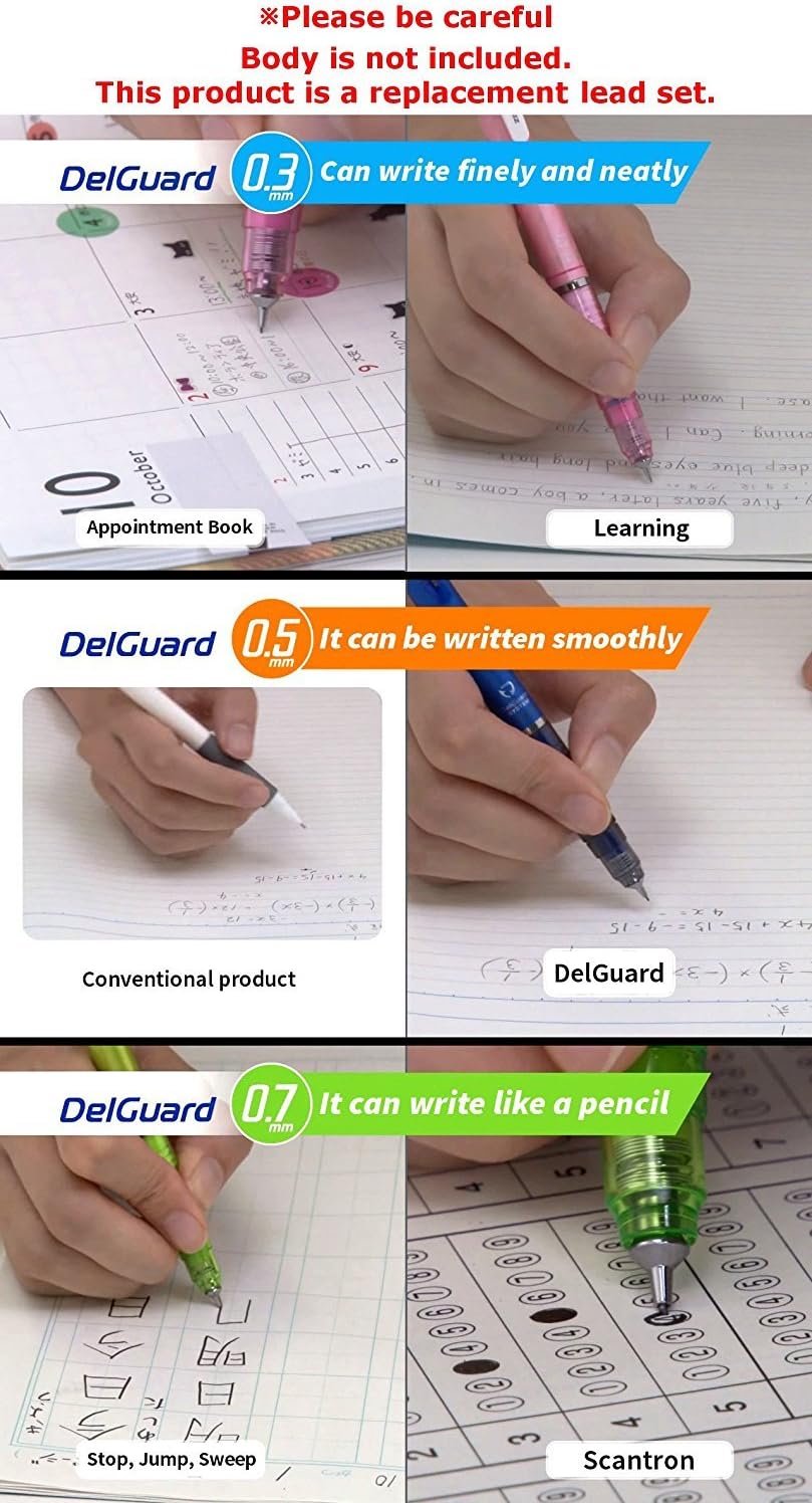 Zebra DelGuard Mechanical Pencil Leads 0.5mm HB, 5 Pack/total 200 Leads, Sticky Notes Value Set