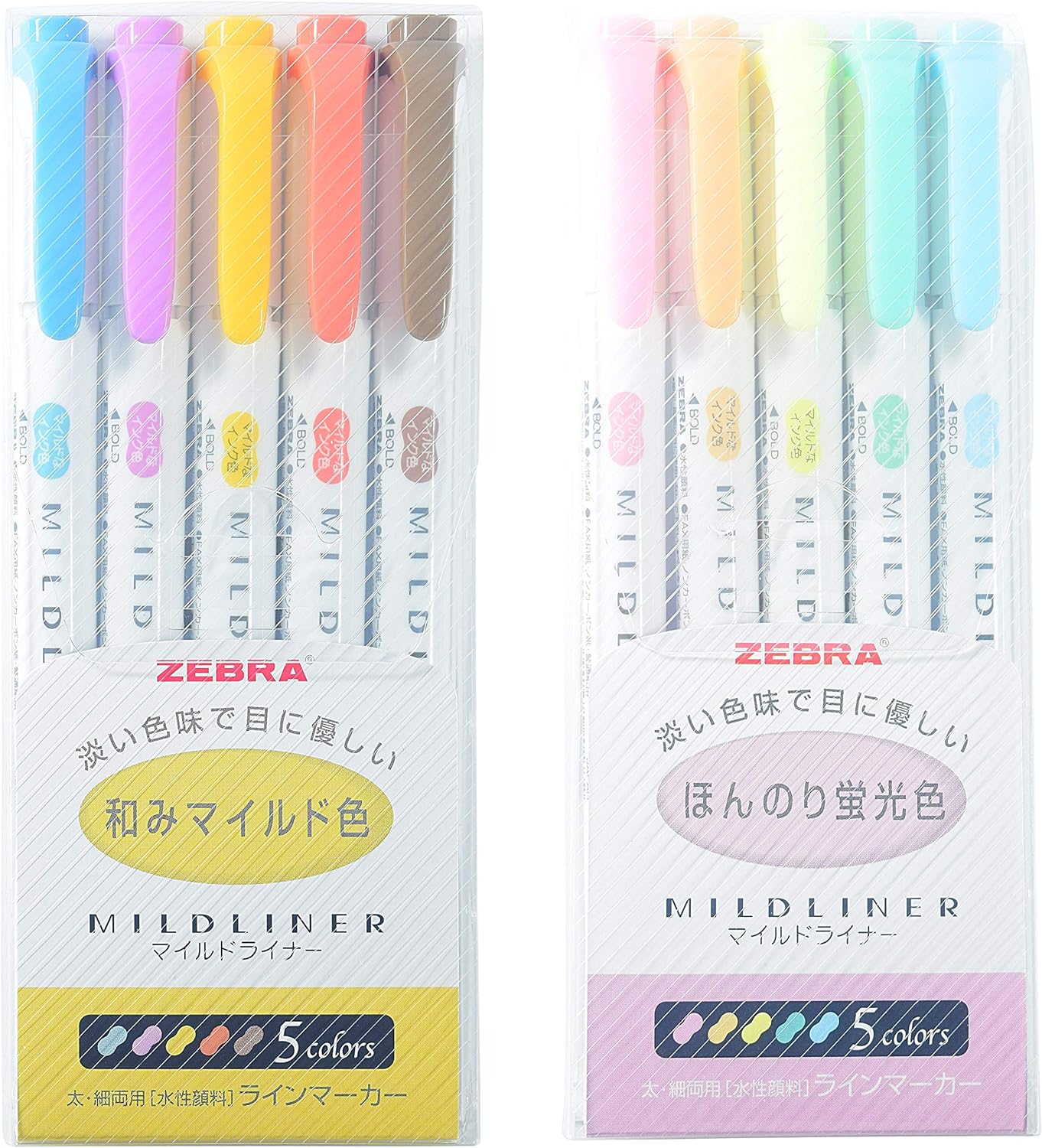 Zebra Mildliner Double-Sided Highlighter 10 Colors, Fine/Bold, Mild & Fluorescent Color, Deep & Warm Color, 10 Colors Set