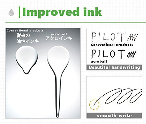 Pilot Acroball M Retractable Advanced Ink Ball Point Pens, Fine Point 0.7mm, Black Ink, 4 Pieces Set