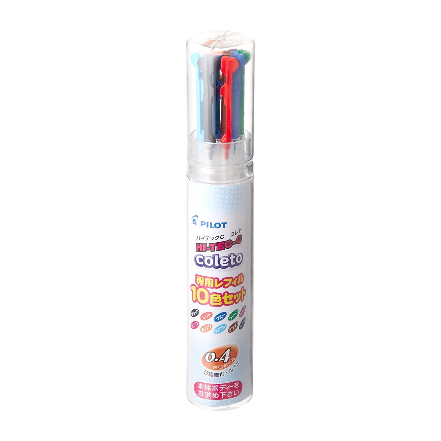 Hi-tec-c Coleto 5 Color Multi Pen Body Component, Clear, Rubber grip, 0.4mm 10 Color Ink Refills, Sticky Notes Value Set