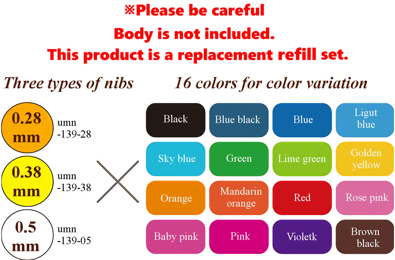 Signo Gel Ink Refills for Style Fit Gel Multi Pen 0.38mm 10 Colors Set