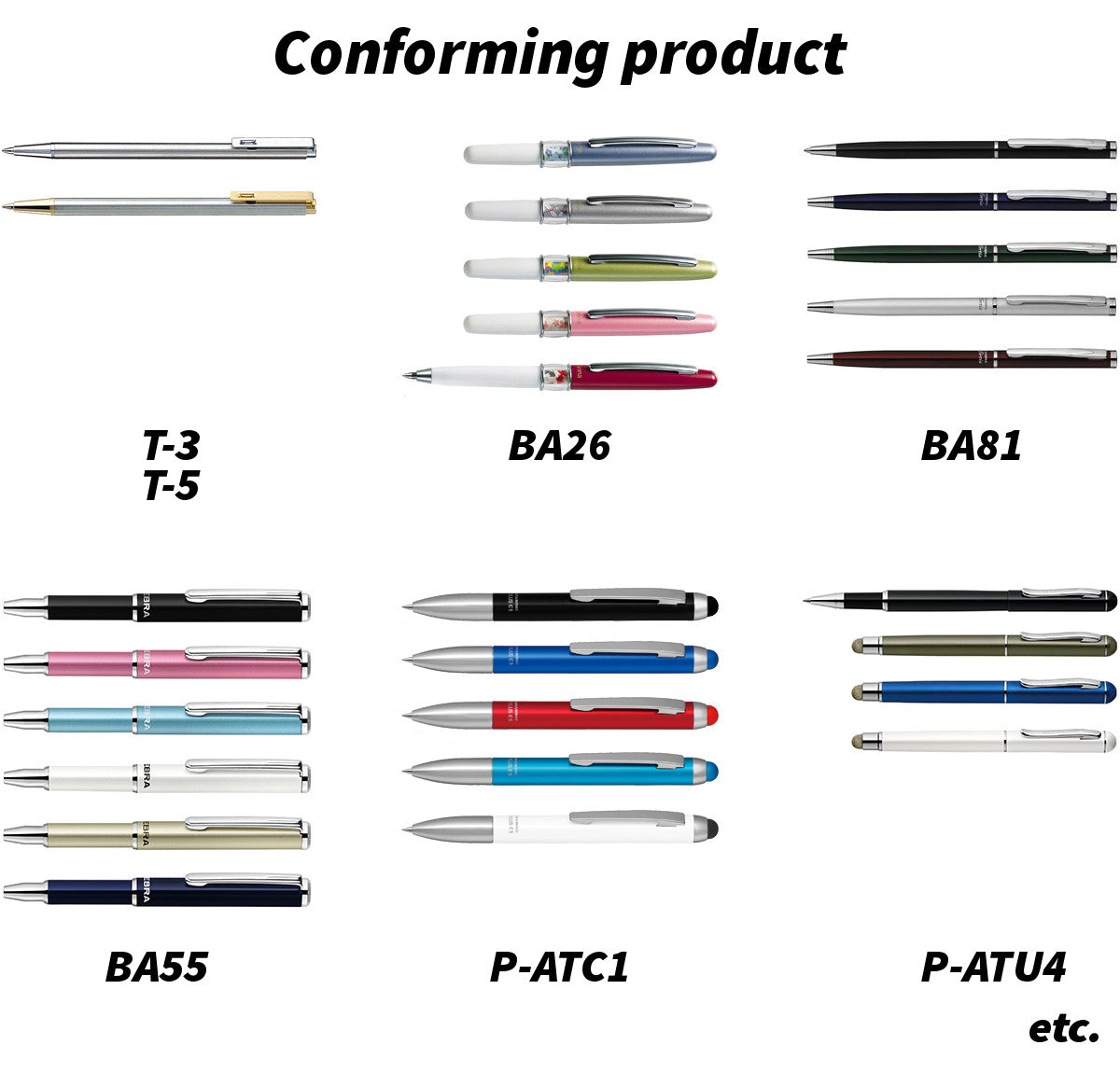 Zebra Ballpoint Pen Refills for T-3 Techo Ball Point Pens & SL-F1 Telescopic Ball Point Pens, Fine Point 0.7mm, Black Ink, 10 Pieces Set