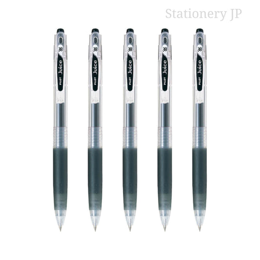 Pilot Juice 038 Retractable Gel Ink Pen, Ultra Fine Point, 0.38mm, Black Ink, 5 Pieces Set