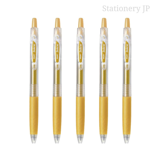 Pilot Juice 05 Retractable Gel Ink Pen, Extra Fine Point, 0.5mm, Gold Ink, 5 Pieces Set