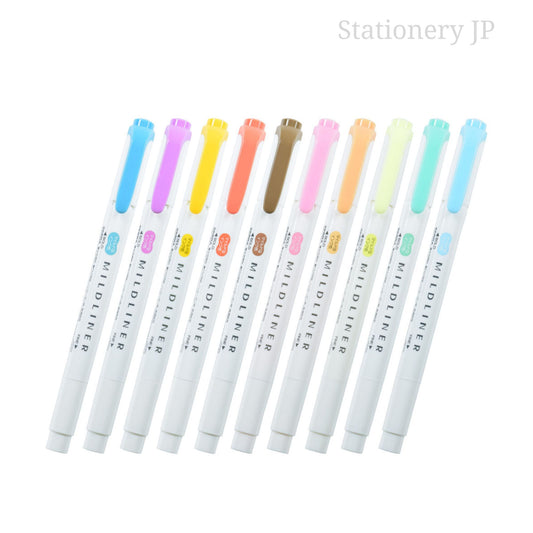 Zebra Mildliner Double-Sided Highlighter 10 Colors, Fine/Bold, Mild &amp; Fluorescent Color, Deep &amp; Warm Color, 10 Colors Set