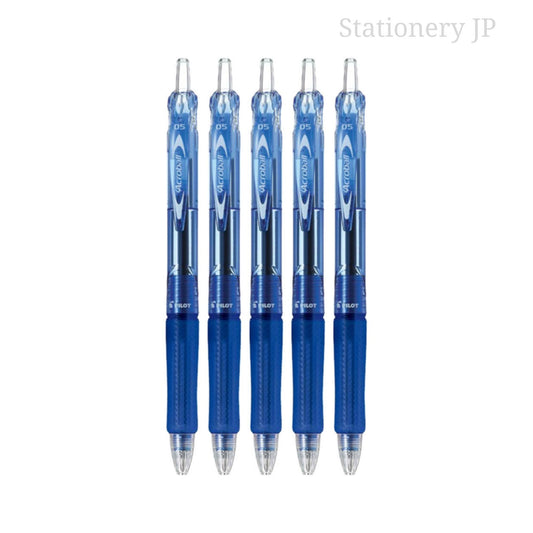 Pilot Acroball Retractable Advanced Ink Ball Point Pens, Extra Fine Point 0.5mm, Blue Ink, Rubber Grip, 5 Pieces Set