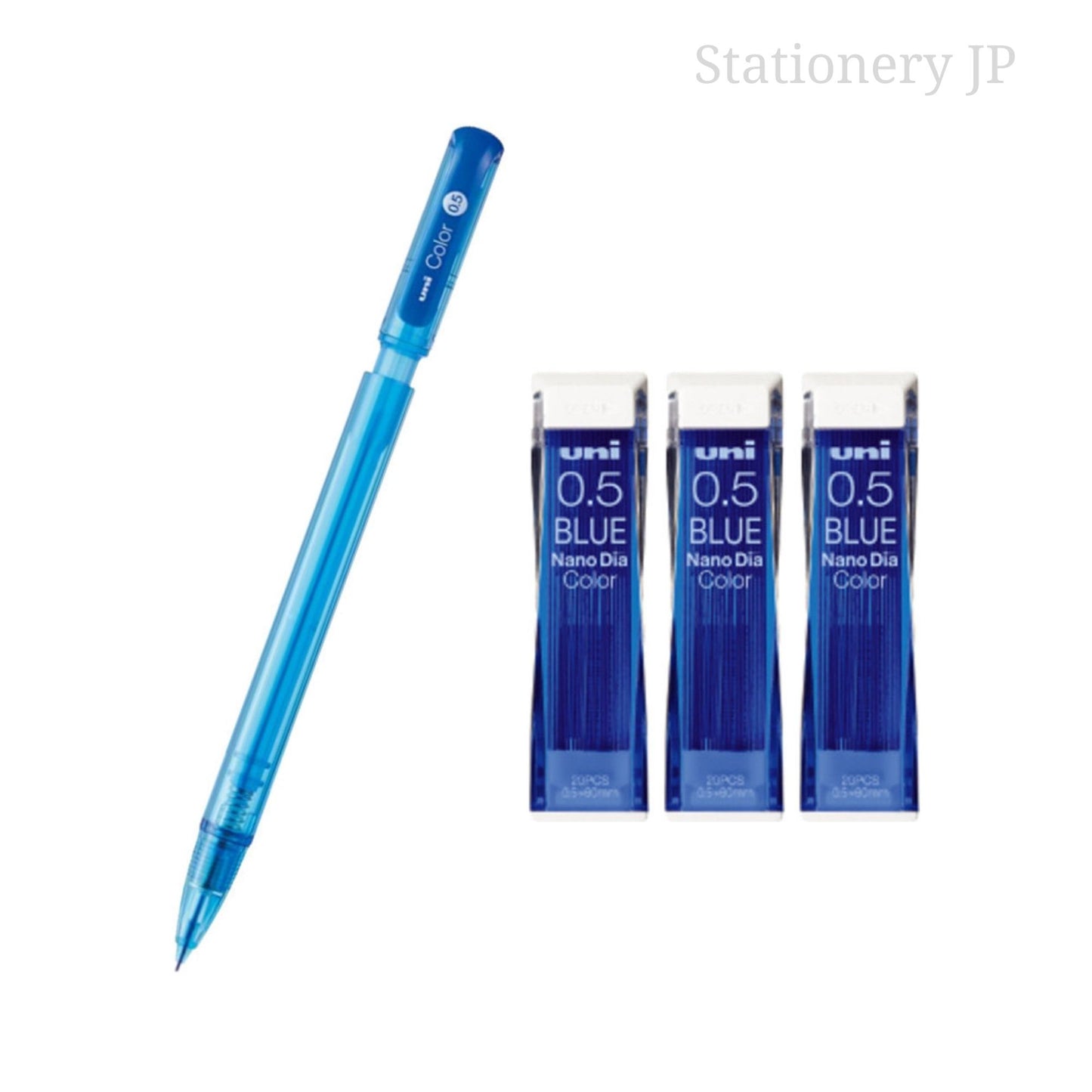 Color Mechanical Pencil 0.5mm Blue & NanoDia Color Mechanical Pencil Leads 3-pack/total 60 Leads