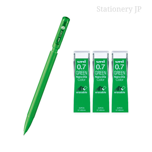 Color Mechanical Pencil 0.7mm Green & NanoDia Color Mechanical Pencil Leads 3-pack/total 60 Leads