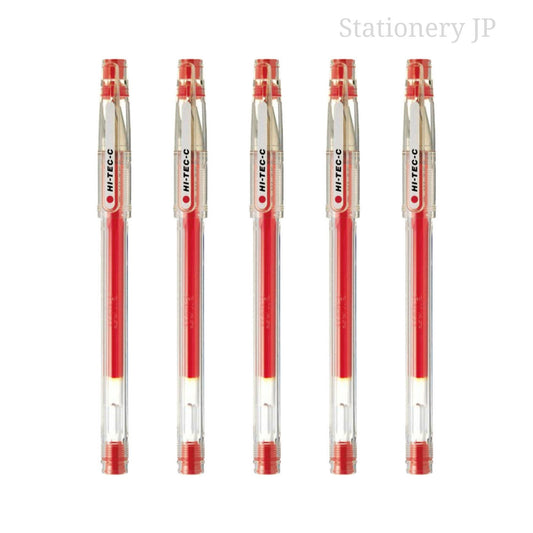 Pilot Hi-Tec-C 04 Gel Ink Pen, Ultra Fine Point 0.4mm, Red Ink, 5 Pieces Set