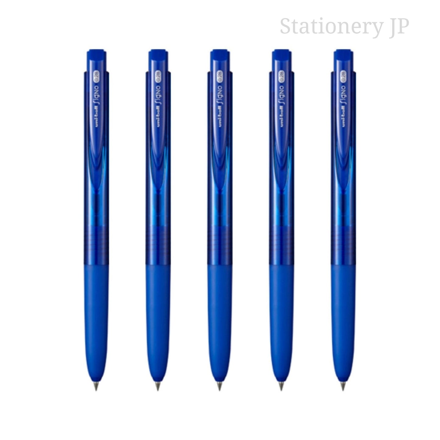 Signo RT1 Retractable Gel Ink Pen, Ultra Micro Point 0.28mm, Rubber Grip, Blue Ink, 5 Pieces Set