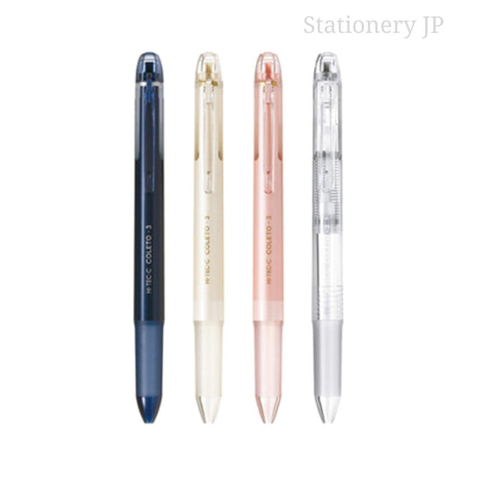 Pilot Hi-tec-c Coleto 3 Color Multi Pen Body Component, Basic &amp; Pearl Pattern, Rubber Grip, 4 Pieces Set