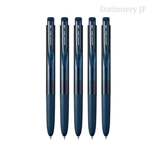 Signo RT1 Retractable Gel Ink Pen, Micro Point 0.38mm, Rubber Grip, Blue Black Ink, 5 Pieces Set