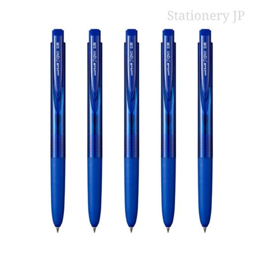 Signo RT1 Retractable Gel Ink Pen, Micro Point 0.38mm, Rubber Grip, Blue Ink, 5 Pieces Set