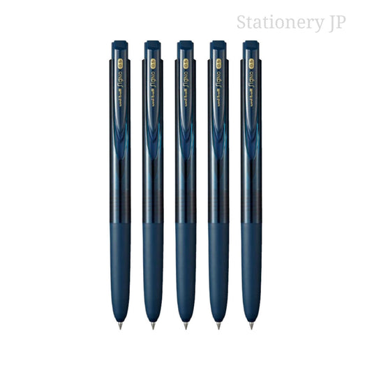 Signo RT1 Retractable Gel Ink Pen, Extra Fine Point 0.5mm, Rubber Grip, Blue Black Ink, 5 Pieces Set