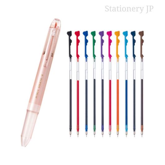 Pilot Hi-tec-c Coleto 5 Color Multi Pen Body Component, Pink Pearl, Rubber Grip, 0.3mm 10 Color Ink Refills Set