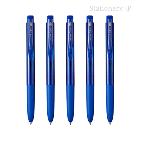 Signo RT1 Retractable Gel Ink Pen, Extra Fine Point 0.5mm, Rubber Grip, Blue Ink, 5 Pieces Set