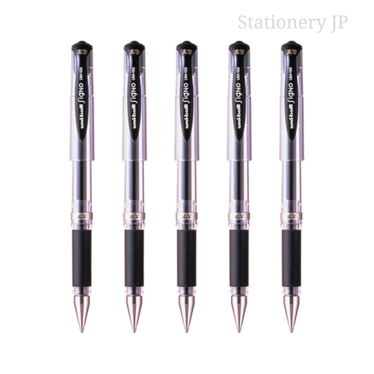 Signo Capped Gel Ink Pen, UM-153, Bold Point 1.0mm, Black Ink, 5 Pieces Set