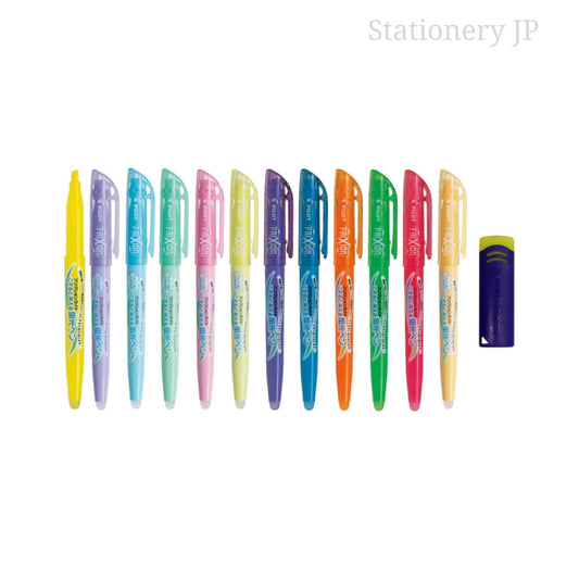 Pilot Frixion Erasable Highlighter Pen 12 Colors Set with Eraser