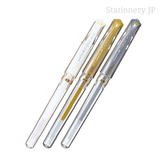 Signo Capped Gel Ink Pen, UM-153, Bold Point 1.0mm, White, Gold, Silver, 3 Colors Set