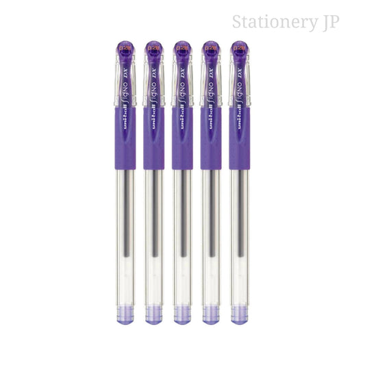 Signo Capped Gel Ink Pen, UM-151DX, Ultra Micro Point 0.28mm, Violet Ink, 5 Pieces Set