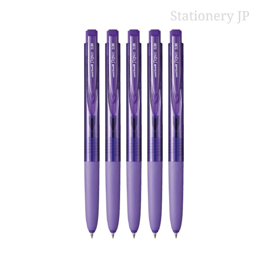 Signo RT1 Retractable Gel Ink Pen, Micro Point 0.38mm, Rubber Grip, Violet Ink, 5 Pieces Set