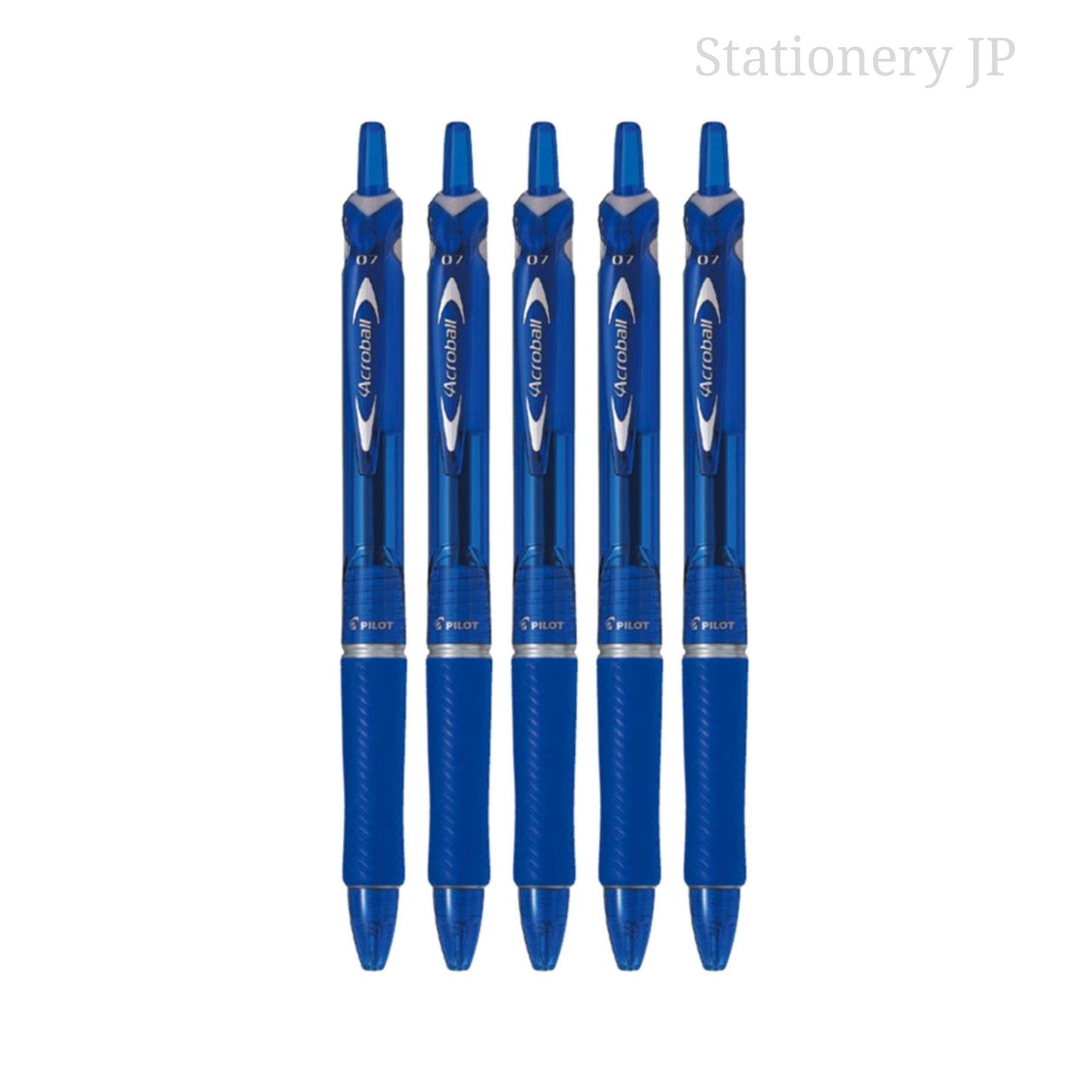 Pilot Acroball Retractable Advanced Ink Ball Point Pens, Fine Point 0.7mm, Blue Ink, Rubber Grip, 5 Pieces Set