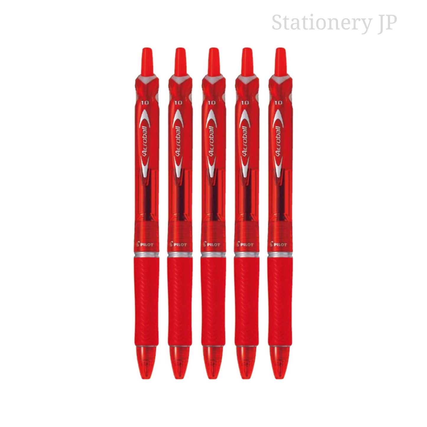 Pilot Acroball Retractable Advanced Ink Ball Point Pens, Medium Point 1.0mm, Red Ink, Rubber Grip, 5 Pieces Set