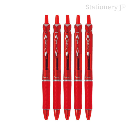 Pilot Acroball Retractable Advanced Ink Ball Point Pens, Medium Point 1.0mm, Red Ink, Rubber Grip, 5 Pieces Set