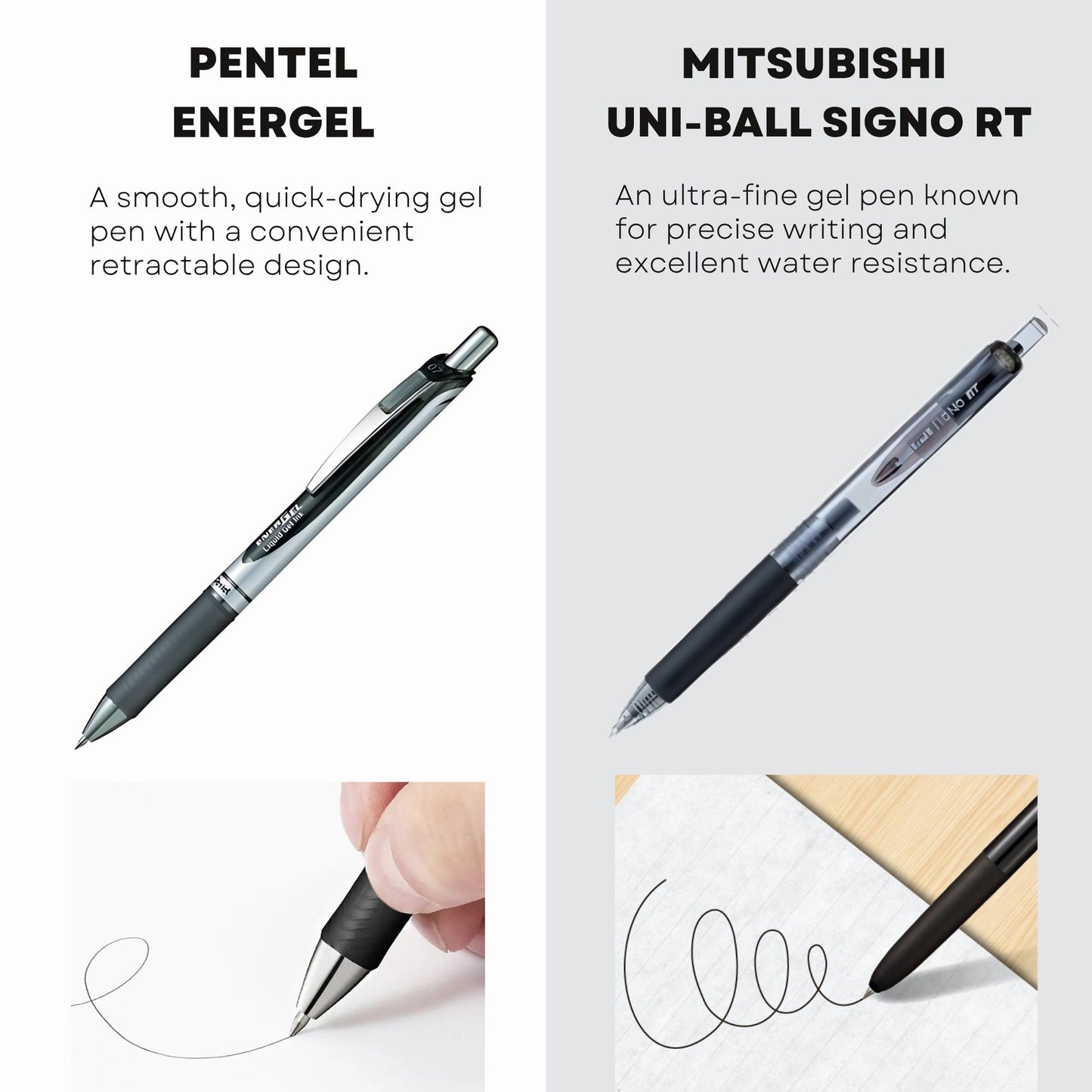 Japanese Gel Ink Pen Set of 7 – Fine Point 0.35–0.7 mm Black Ink