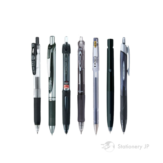 Stationery JP Ballpoint Pen Sampler, Black Ink, 7-pcs Set