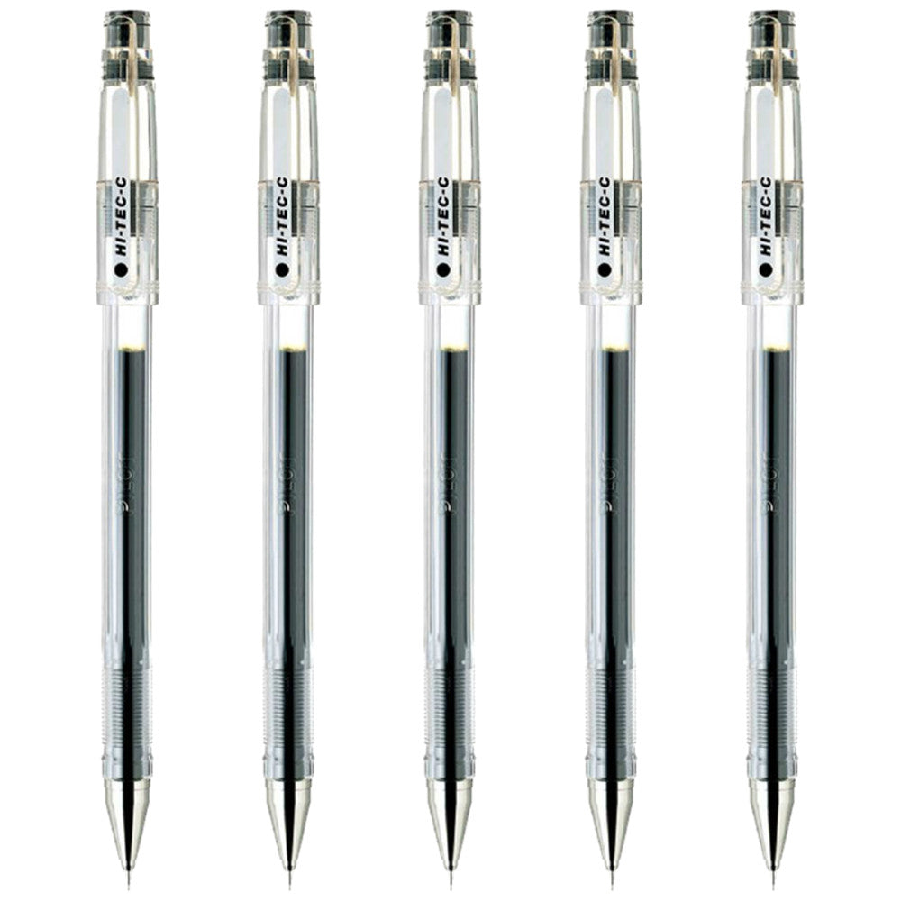 Pilot Hi-Tec-C 03 Gel Ink Pen, Micro Fine Point 0.3mm, Black Ink, 5-Pack,