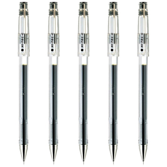 Pilot Hi-Tec-C 03 Gel Ink Pen, Micro Fine Point 0.3mm, Black Ink, 5-Pack,